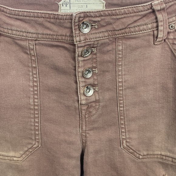 FREE People Button Fly Front Womens Brown Distressed Jeans Pants - Size 8 - Picture 5 of 16